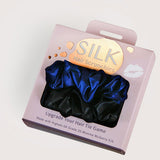22 Momme Mulberry Silk Scrunchies - Black & Midnight
