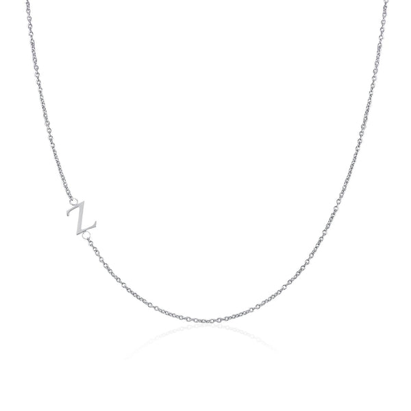 Moody Mood-Accessories-.925 Sterling Silver Sideway Letter Z Necklace (18k white gold plating)