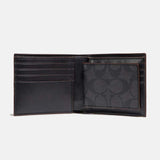Coach Compact ID Billfold Wallet in Signature Canvas - Black