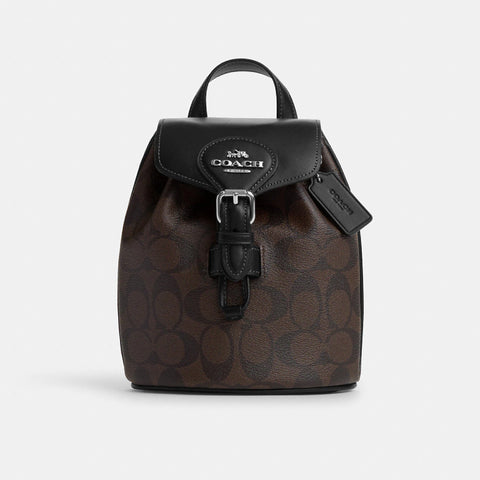 Coach Amelia Convertible Backpack In Signature Canvas - Brown Black