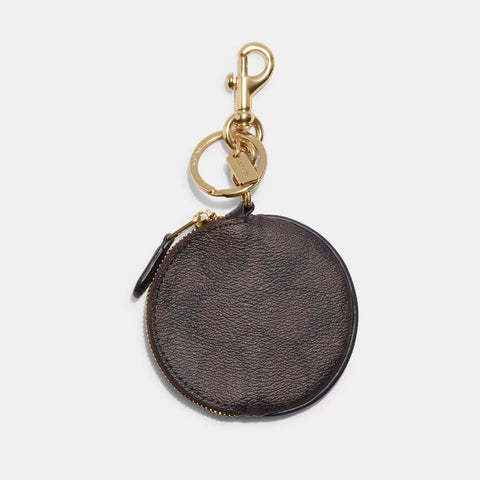 Coach Circular Coin Pouch Bag Charm - Gold Brown Black [handbag is not included]