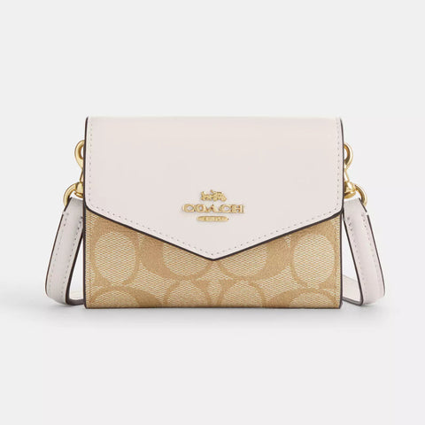 Coach Mini Envelope Wallet With Strap In Signature Canvas - Light Khaki Chalk