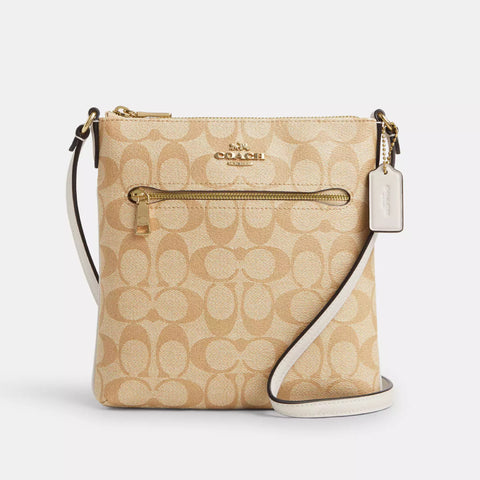 Coach Mini Rowan File Bag In Signature Canvas - Light Khaki Chalk