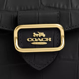 Coach Morgan Card Case On A Chain In Signature Canvas - Gold Black