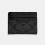 Coach Slim Id Card Case In Signature Canvas - Gunmetal/Charcoal/Black