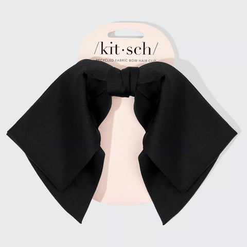Recycled Fabric Bow Hair Clip - Black