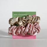 22 Momme Mulberry Silk Scrunchies - Blush & Champagne