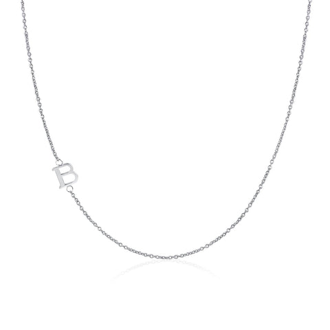 Moody Mood-Accessories-.925 Sterling Silver Sideway Letter B Necklace (18k white gold plating)