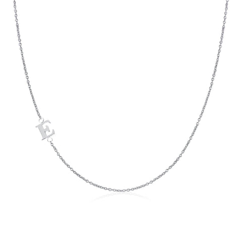 Moody Mood-Accessories-.925 Sterling Silver Sideway Letter E Necklace (18k white gold plating)