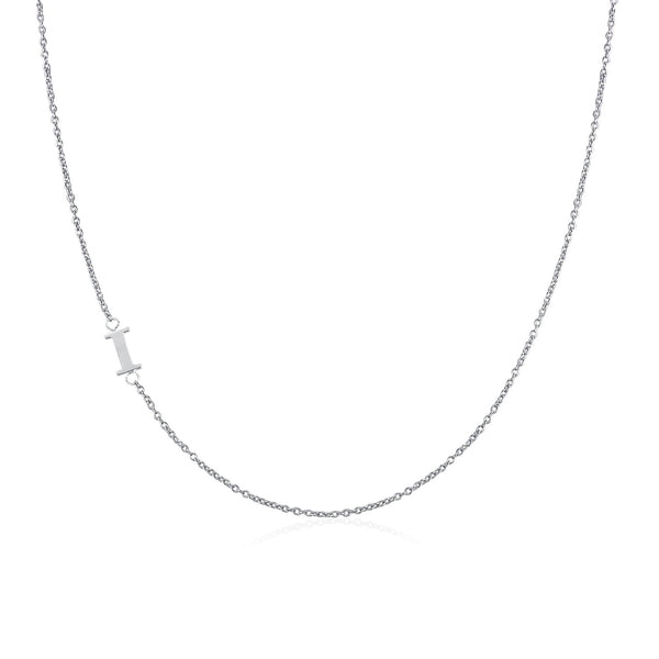 Moody Mood-Accessories-.925 Sterling Silver Sideway Letter I Necklace (18k white gold plating)