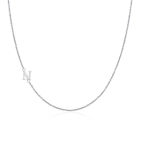 Moody Mood-Accessories-.925 Sterling Silver Sideway Letter N Necklace (18k white gold plating)