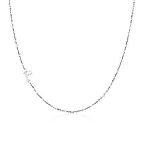 Moody Mood-Accessories-.925 Sterling Silver Sideway Letter P Necklace (18k white gold plating)