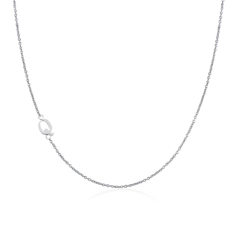 Moody Mood-Accessories-.925 Sterling Silver Sideway Letter Q Necklace (18k white gold plating)
