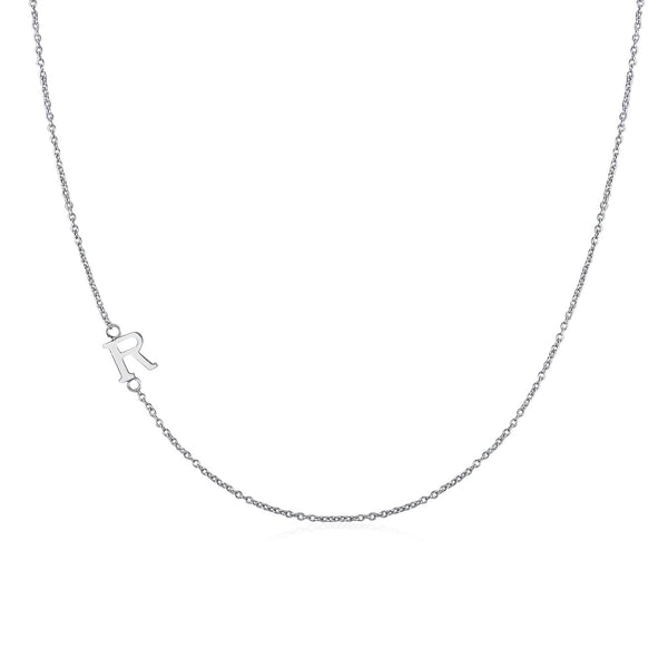 Moody Mood-Accessories-.925 Sterling Silver Sideway Letter R Necklace (18k white gold plating)