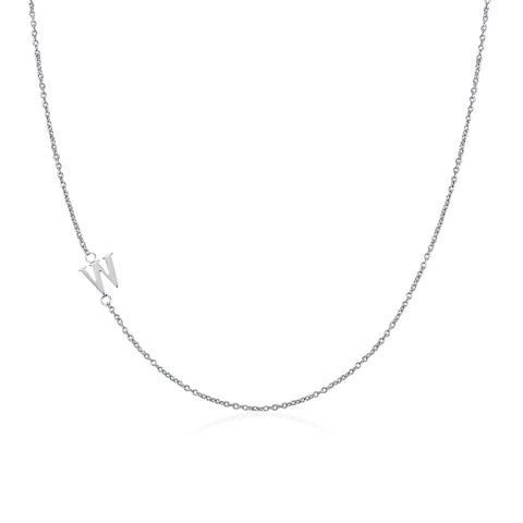 Moody Mood-Accessories-.925 Sterling Silver Sideway Letter W Necklace (18k white gold plating)
