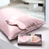 22 Momme Mulberry Silk Sleep Gift Set (Silk Eye Mask & Silk Pillowcase)・Blush
