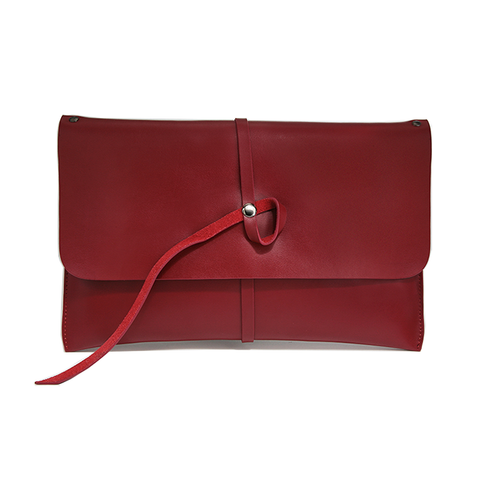 Made in Korea-Clutches-Korea Two Way Leather Envelope Bag, Red