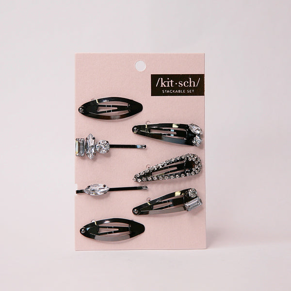 KITSCH-HAIR ACC-Micro Stackable Snap Clip 7PC・Hematite